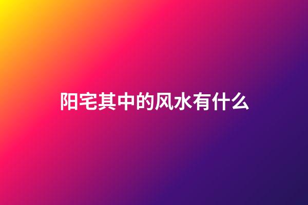 阳宅其中的风水有什么