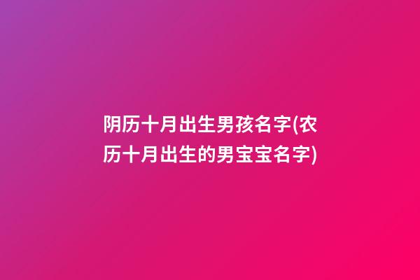 阴历十月出生男孩名字(农历十月出生的男宝宝名字)