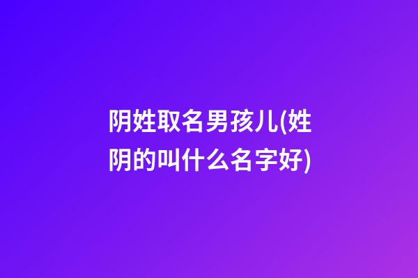 阴姓取名男孩儿(姓阴的叫什么名字好)