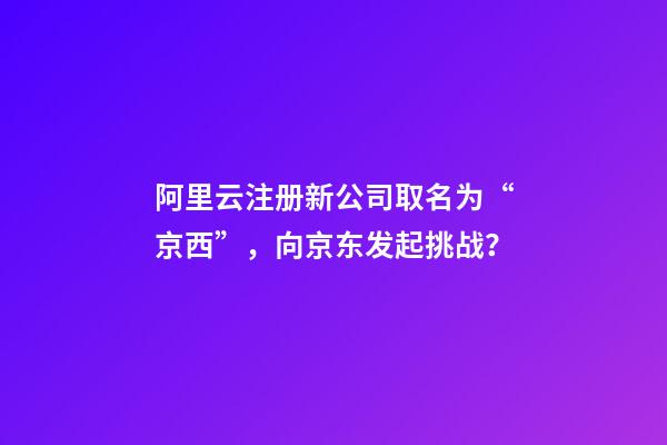 阿里云注册新公司取名为“京西”，向京东发起挑战？-第1张-公司起名-玄机派