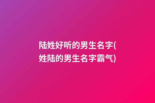 陆姓好听的男生名字(姓陆的男生名字霸气)
