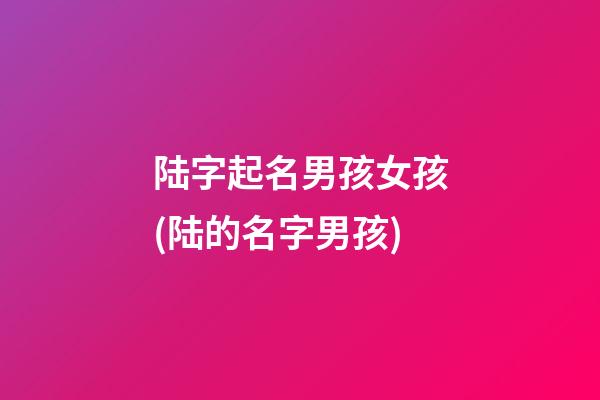 陆字起名男孩女孩(陆的名字男孩)