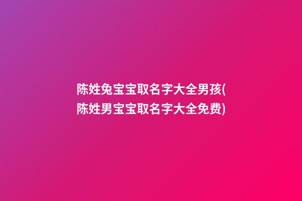 陈姓兔宝宝取名字大全男孩(陈姓男宝宝取名字大全免费)
