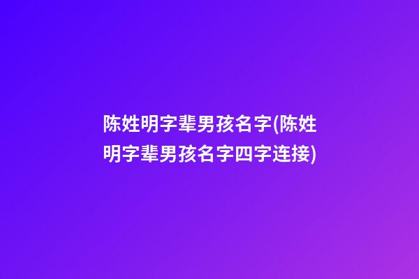陈姓明字辈男孩名字(陈姓明字辈男孩名字四字连接)