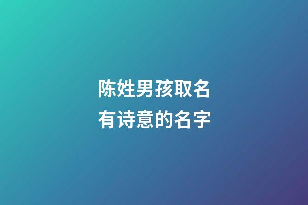 陈姓男孩取名有诗意的名字