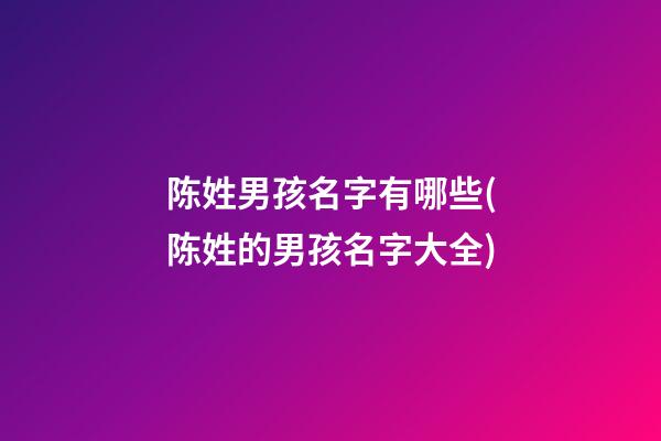 陈姓男孩名字有哪些(陈姓的男孩名字大全)