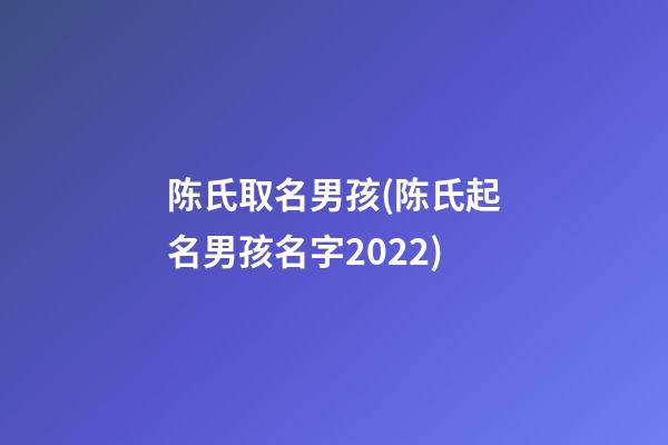 陈氏取名男孩(陈氏起名男孩名字2022)