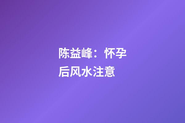 陈益峰：怀孕后风水注意