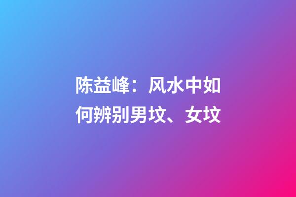 陈益峰：风水中如何辨别男坟、女坟