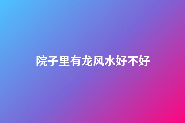 院子里有龙风水好不好