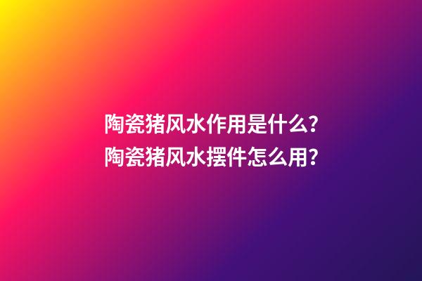 陶瓷猪风水作用是什么？陶瓷猪风水摆件怎么用？