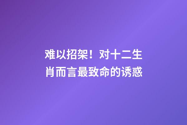 难以招架！对十二生肖而言最致命的诱惑
