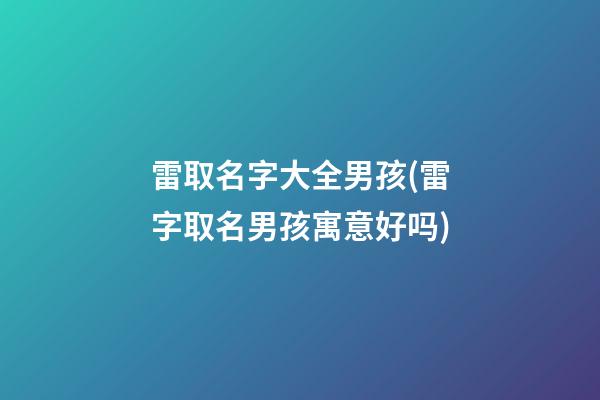 雷取名字大全男孩(雷字取名男孩寓意好吗)