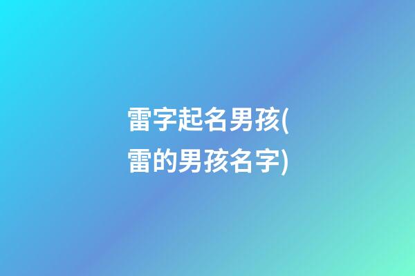 雷字起名男孩(雷的男孩名字)