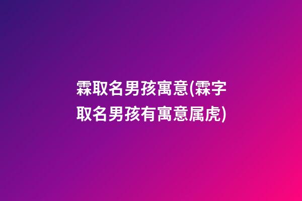 霖取名男孩寓意(霖字取名男孩有寓意属虎)