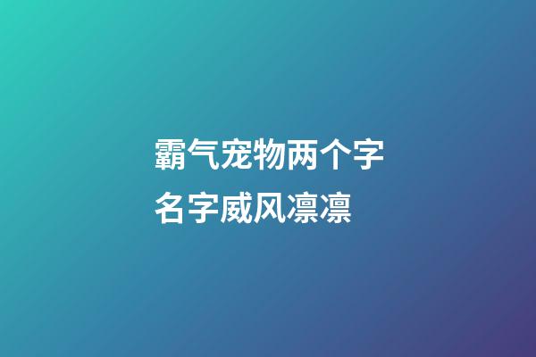 霸气宠物两个字名字威风凛凛