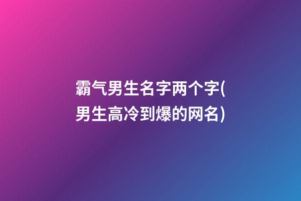 霸气男生名字两个字(男生高冷到爆的网名)