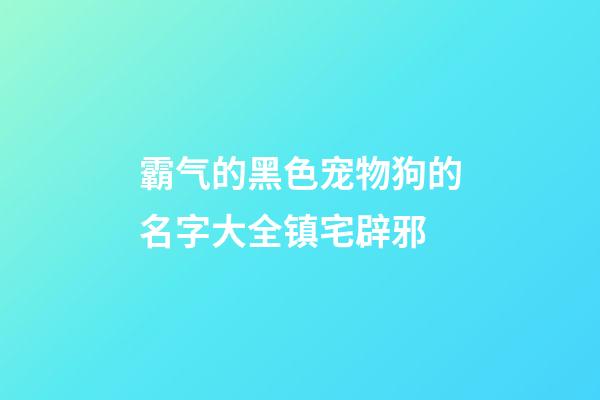 霸气的黑色宠物狗的名字大全镇宅辟邪