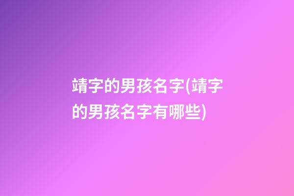靖字的男孩名字(靖字的男孩名字有哪些)