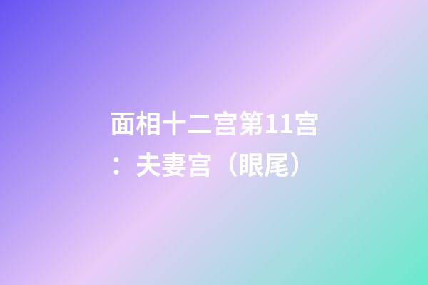 面相十二宫第11宫：夫妻宫（眼尾）