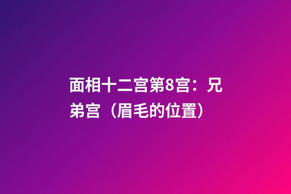 面相十二宫第8宫：兄弟宫（眉毛的位置）