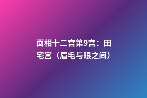 面相十二宫第9宫：田宅宫（眉毛与眼之间）