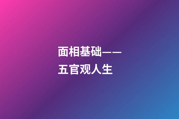 面相基础——五官观人生