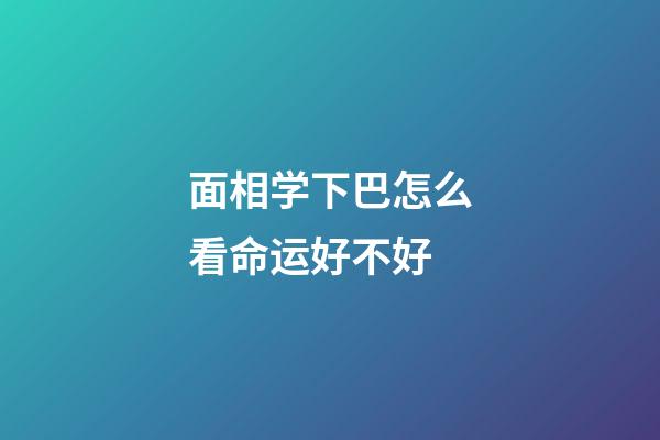 面相学下巴怎么看命运好不好