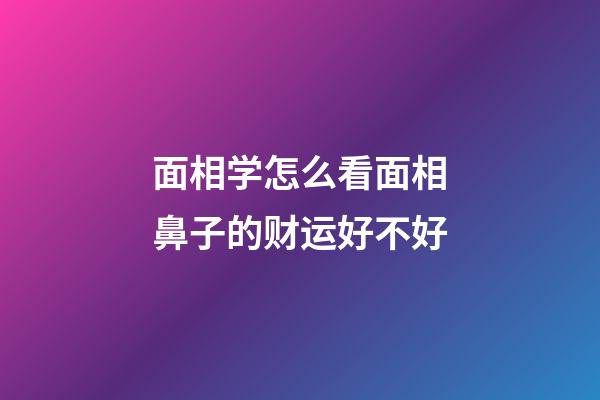 面相学怎么看面相鼻子的财运好不好