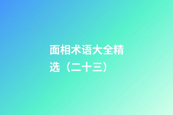 面相术语大全精选（二十三）