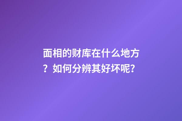 面相的财库在什么地方？如何分辨其好坏呢？