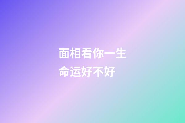 面相看你一生命运好不好