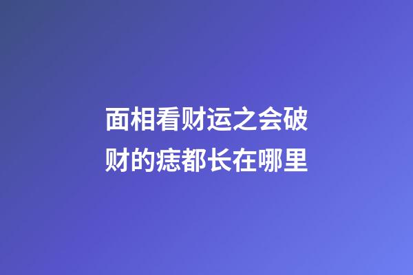 面相看财运之会破财的痣都长在哪里