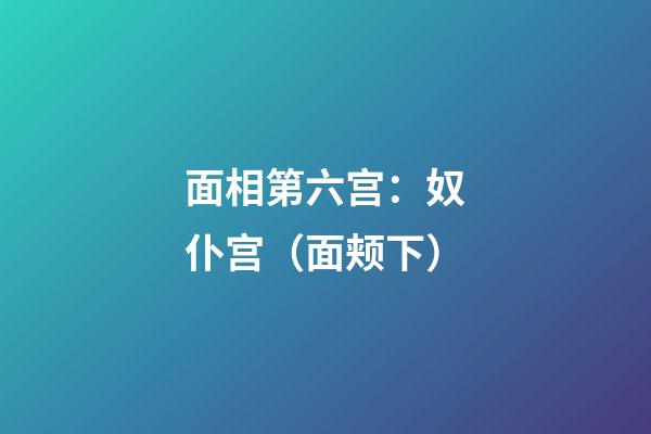 面相第六宫：奴仆宫（面颊下）