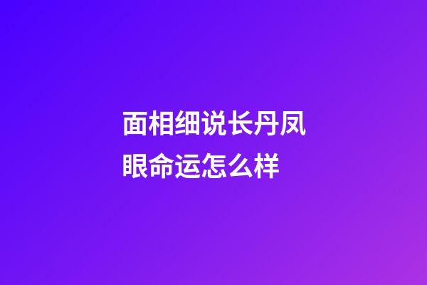 面相细说长丹凤眼命运怎么样
