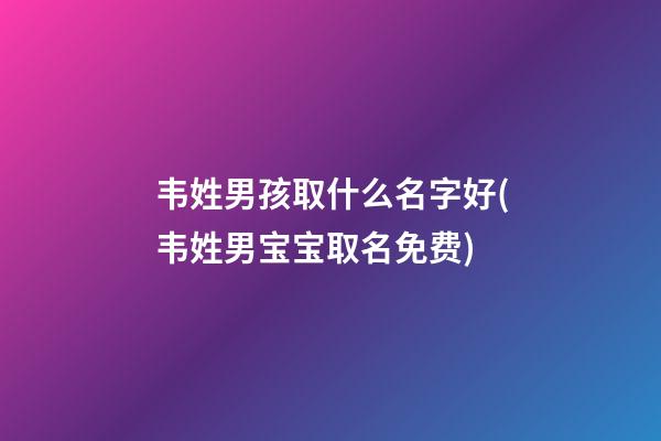 韦姓男孩取什么名字好(韦姓男宝宝取名免费)