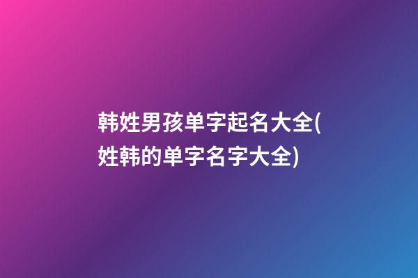 韩姓男孩单字起名大全(姓韩的单字名字大全)