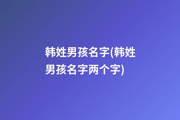 韩姓男孩名字(韩姓男孩名字两个字)