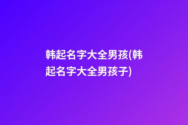 韩起名字大全男孩(韩起名字大全男孩子)
