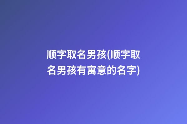 顺字取名男孩(顺字取名男孩有寓意的名字)