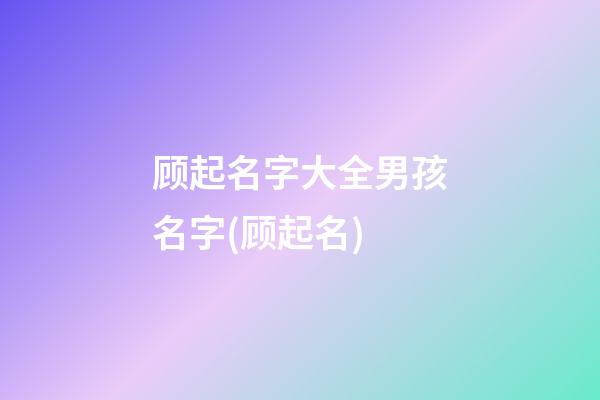 顾起名字大全男孩名字(顾起名)