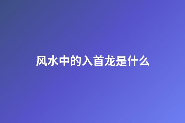 风水中的入首龙是什么