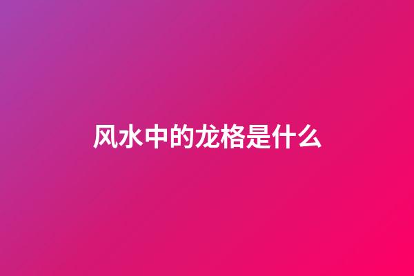 风水中的龙格是什么