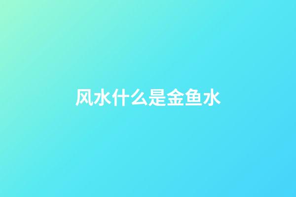 风水什么是金鱼水