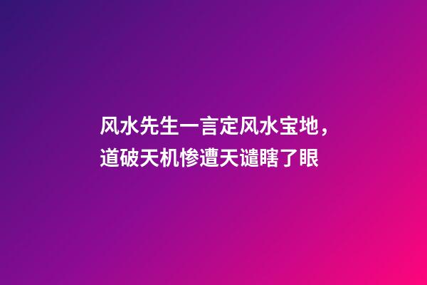 风水先生一言定风水宝地，道破天机惨遭天谴瞎了眼