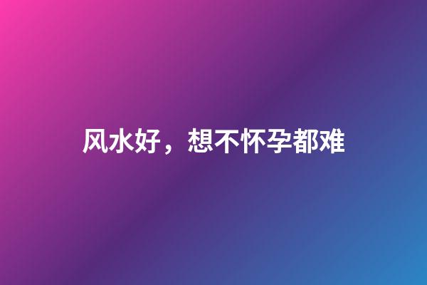 风水好，想不怀孕都难