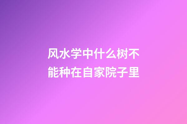 风水学中什么树不能种在自家院子里