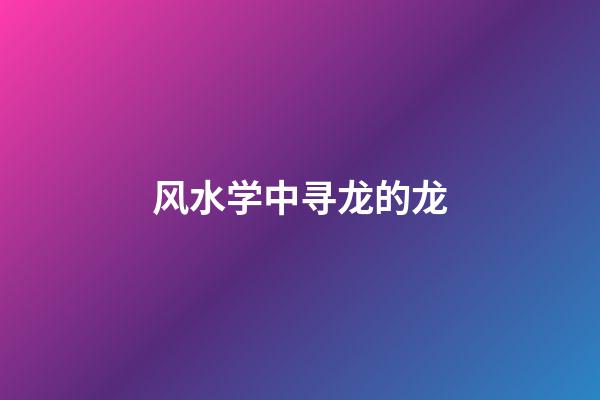 风水学中寻龙的龙