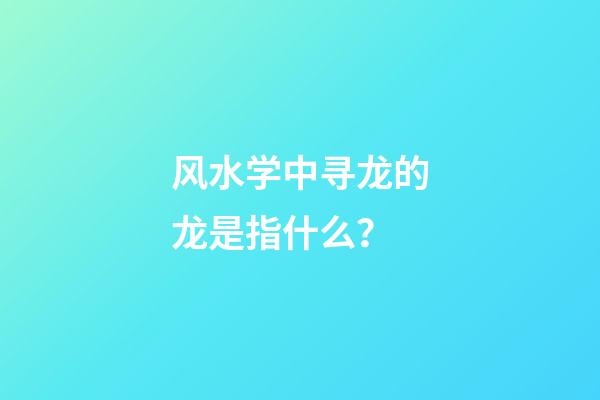 风水学中寻龙的龙是指什么？