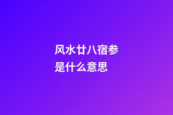 风水廿八宿参是什么意思